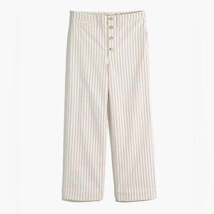 NWT Madewell Slim Emmett Wide-Leg Crop Pants Indigo Stripe: Button-Front Size 23
